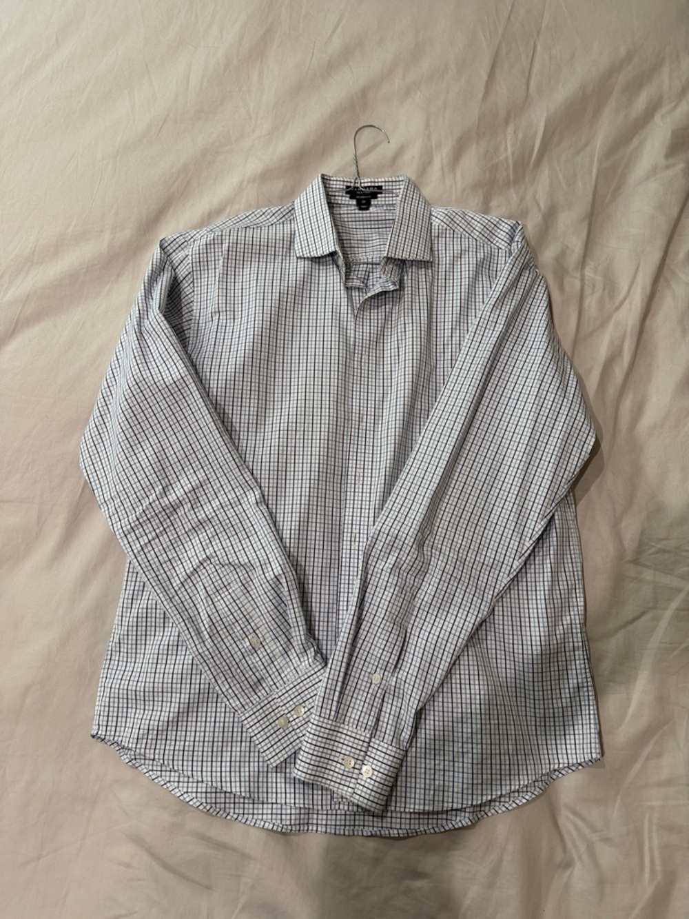 Van Heusen Blue and White Windowpane Dress Shirt